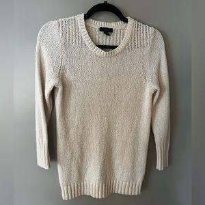 J Crew Cotton Linen Knit Crewneck Sweater Cream Ivory XS